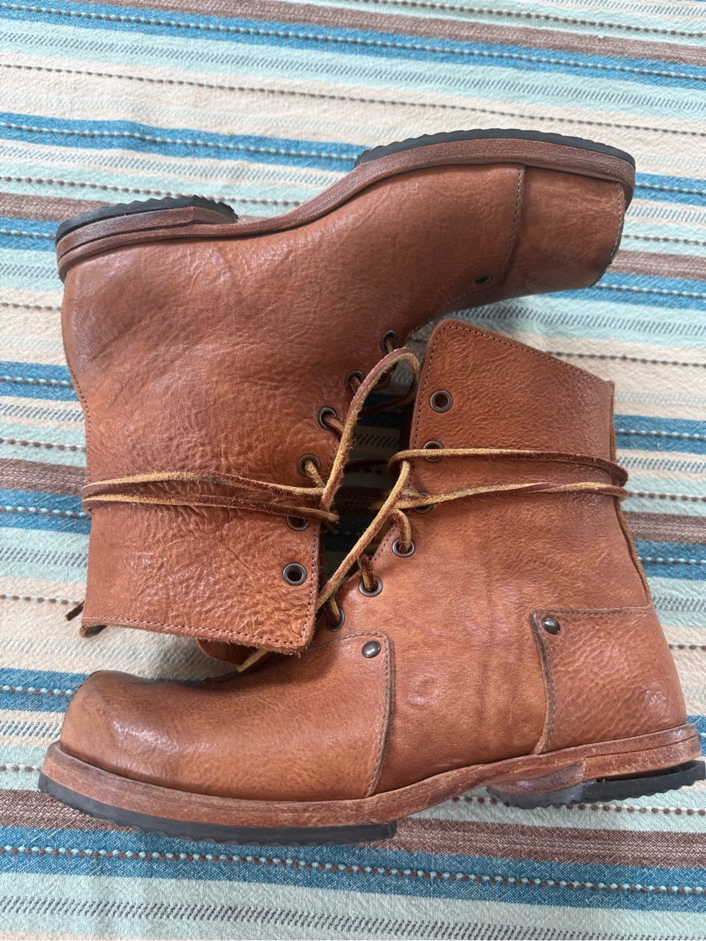 Women's Brown Leather Lace-Up Handmade Cydwoq Ankle Booties - Picture 3 of 7